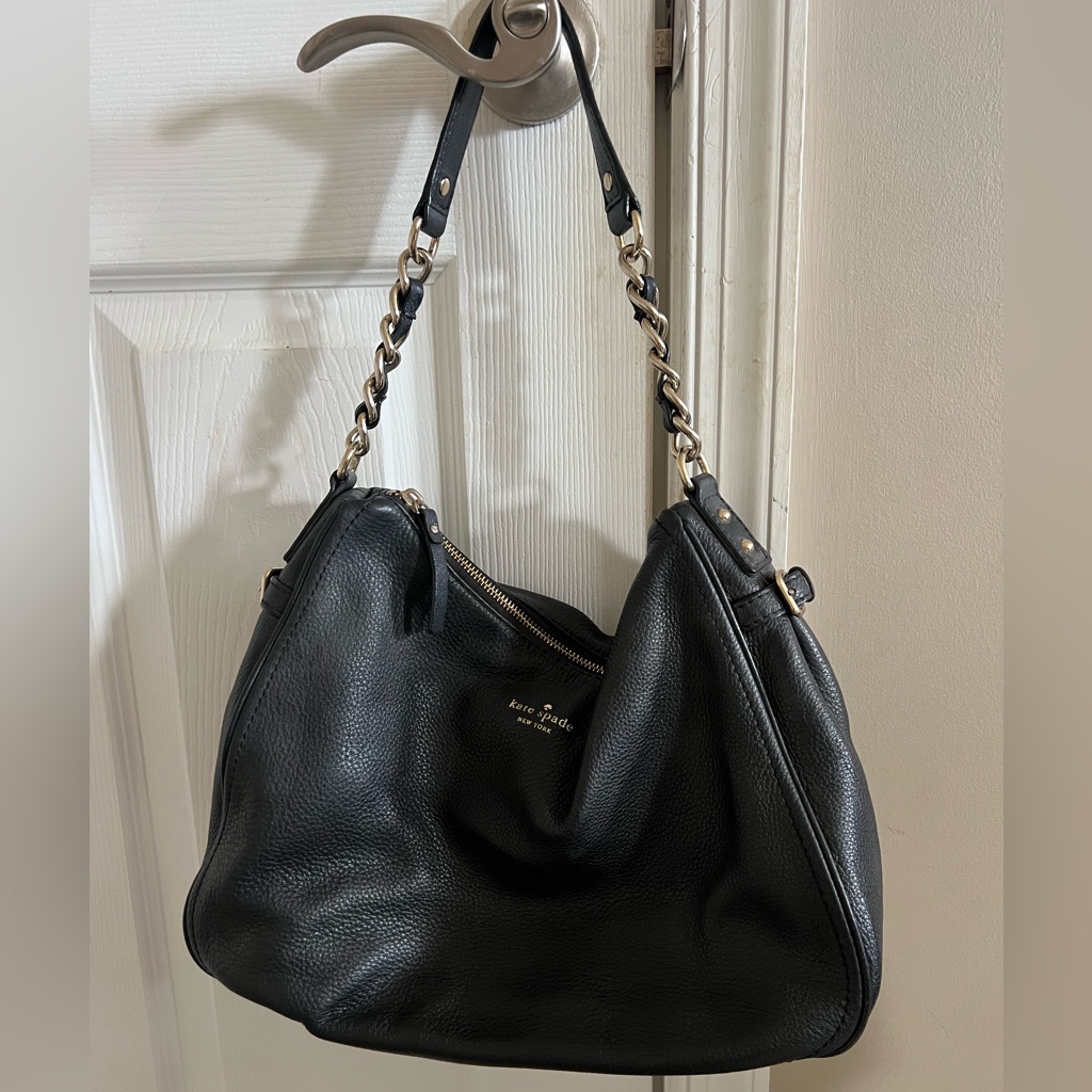 Black And Silver Kate Spade Leather Shoulder Bag